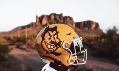 Arizona State football helmet, Sun Devil Saturday Guide cover.