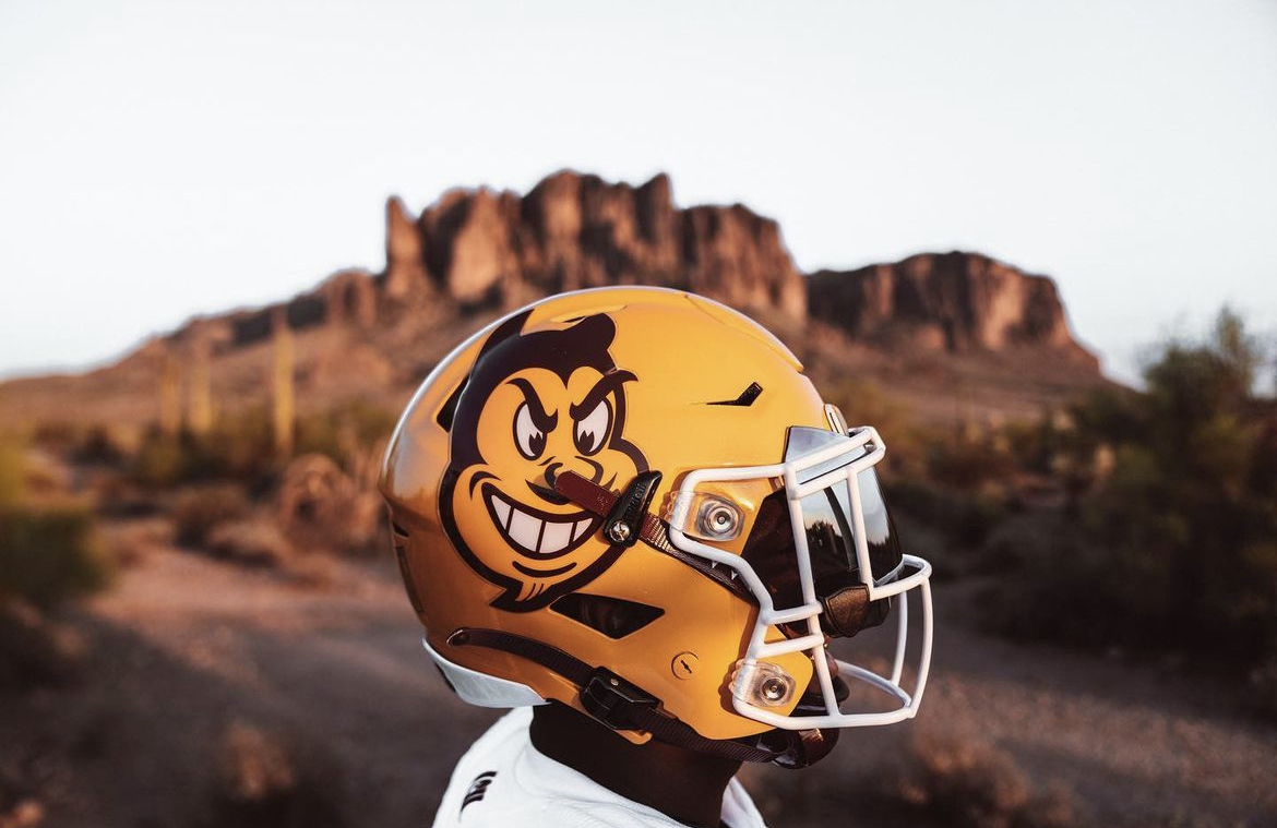 Arizona State football helmet, Sun Devil Saturday Guide cover.