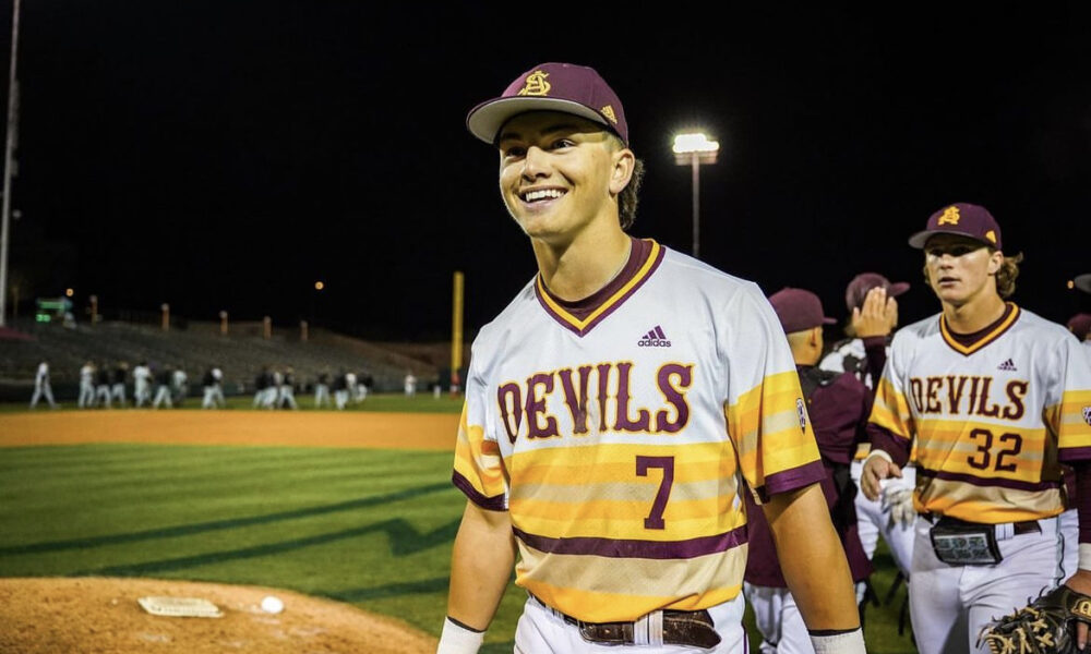 Arizona State baseball star Luke Hill after a game.