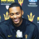 Former Arizona State basketball star Jahii Carson at a press conference.