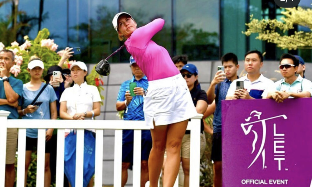 Former Sun Devil, Linn Grant, competing in a professional golf outing.