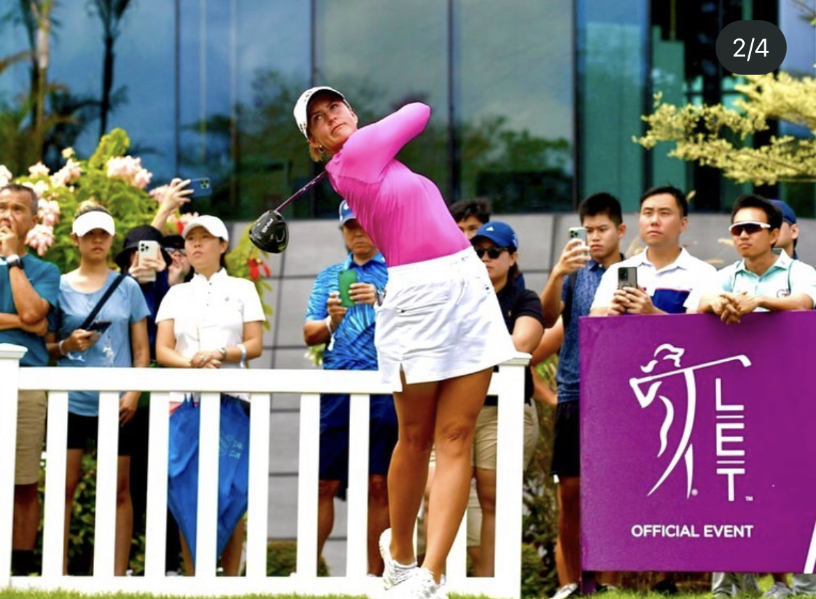 Former Sun Devil, Linn Grant, competing in a professional golf outing.