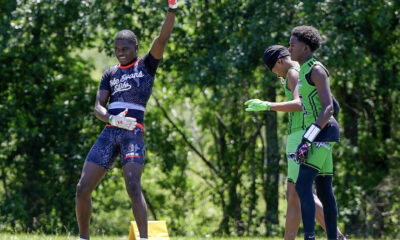 Arizona State football commit Joseph Smith celebrating in a 7 on 7 game.