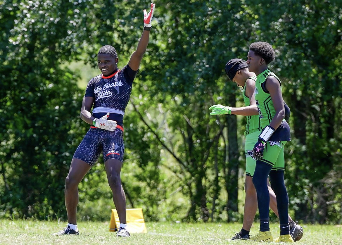 Arizona State football commit Joseph Smith celebrating in a 7 on 7 game.