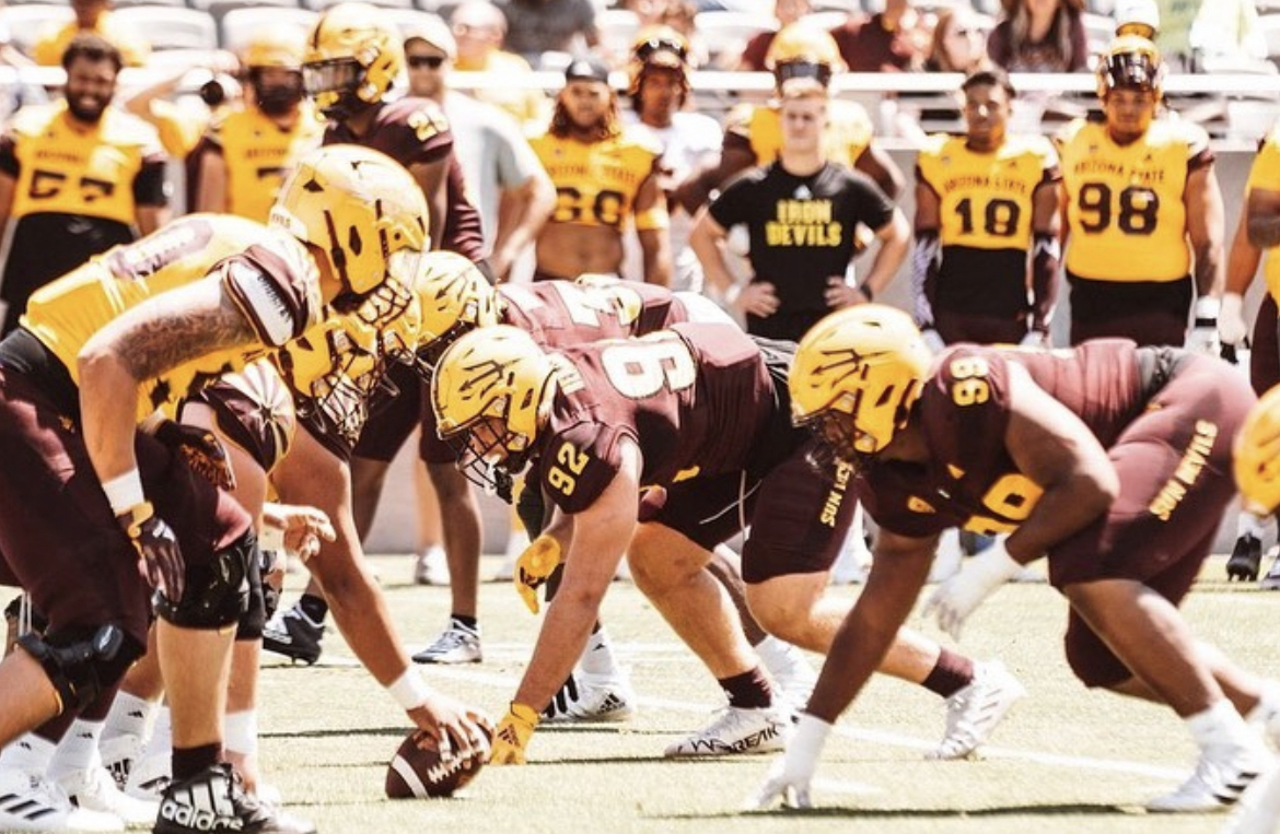 Sam Benjamin lines up for ASU football.