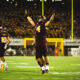 Arizona State running back Cam Skattebo celebrates.