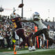 Elijhah Badger reaches for a catch in Arizona State football's loss against Oregon.