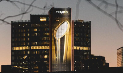 The College Football Playoff trophy.