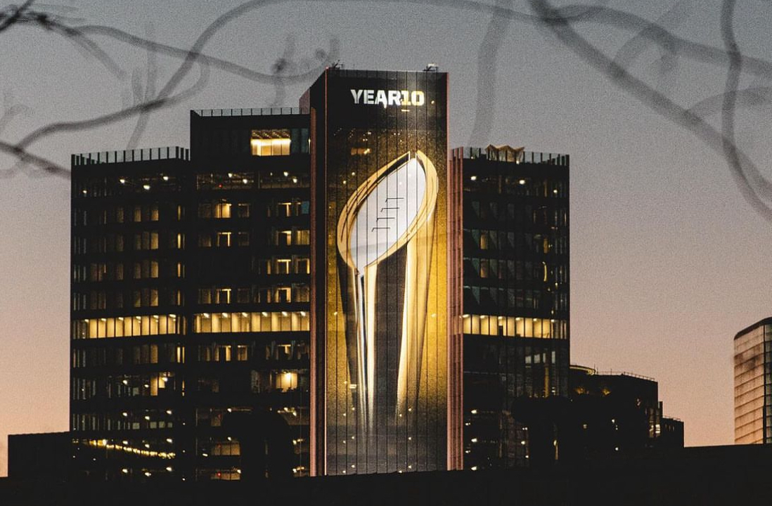 The College Football Playoff trophy.