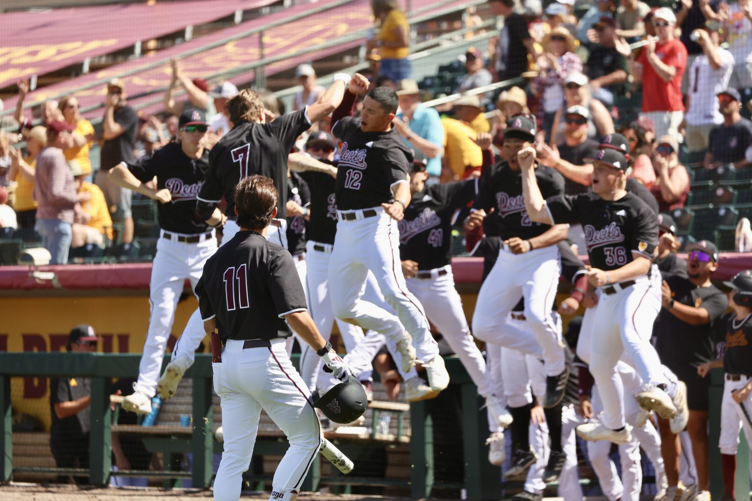 ASU baseball celebrates against Cal.