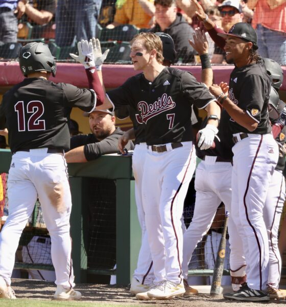 ASU baseball celebrates.