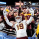 Keith Abney of ASU football celebrating a victory against UCLA.