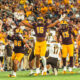 Elijah O'Neal of Arizona State football celebrates a defensive stop.