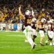 Sam Leavitt of ASU football celebrates a touchdown against UCF.