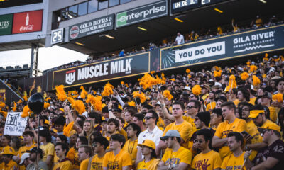 A sold-out student section cheers against BYU.