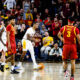 Arizona State basketball player Adam Miller reacts against Iowa State in Tempe on Saturday, Jan. 25, 2025.