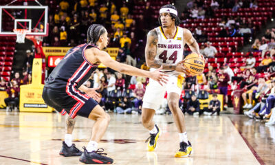 Adam Miller of ASU basketball surveys the court against Houston.