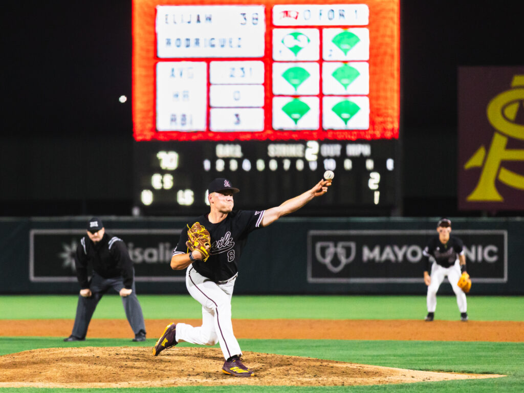 Left-handed pitcher Max Arlich helped propel the ASU pitching staff to a shutout. (Photo by Joshua Eaton/Sun Devil Daily)