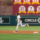 Dominic Smaldino rounds second following a home run in ASU's 11-2 victory over Baylor on April 24, 2026 at Phoenix Municipal Stadium